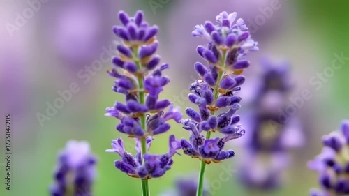 Close-up of a vibrant lavender flower spike, showcasing intricate details and soft bokeh.