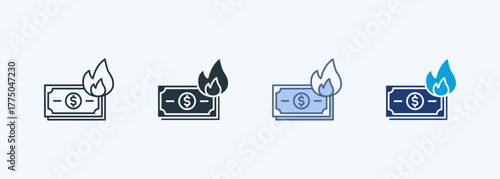 Cash Burn Icon Multiple Style
