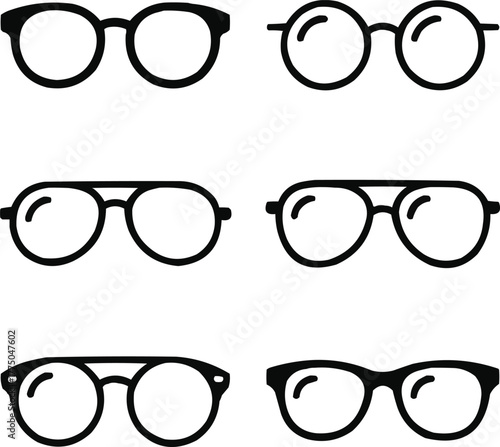 Eyewear Outline Icons Set  Sunglasses, Eyeglasses, and Fashion FramesEyewear Outline Icons Set  Sunglasses, Eyeglasses, and Fashion Frames
