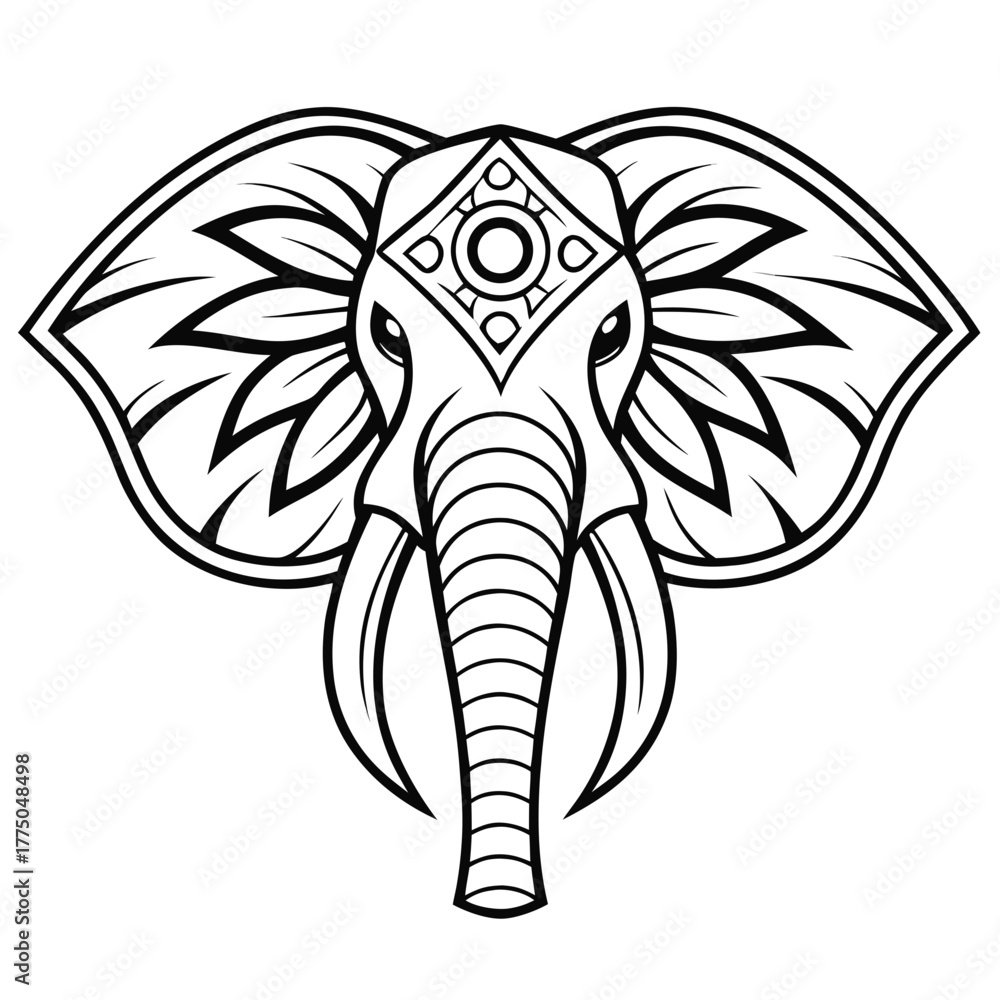custom made wallpaper toronto digitalSymbolic Elephant Illustration: A detailed outline of an elephant's head showcases cultural and artistic essence. The intricate design captures the animal's majesty