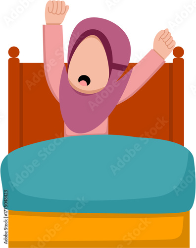 Hijab Girl Waking Up In Bed