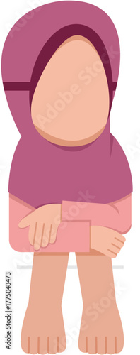 Hijab Girl Sitting On Toilet