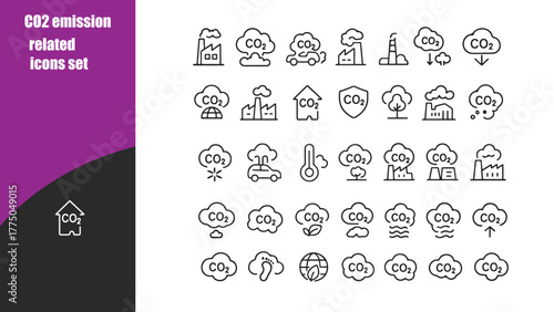 CO2 emission related icons 