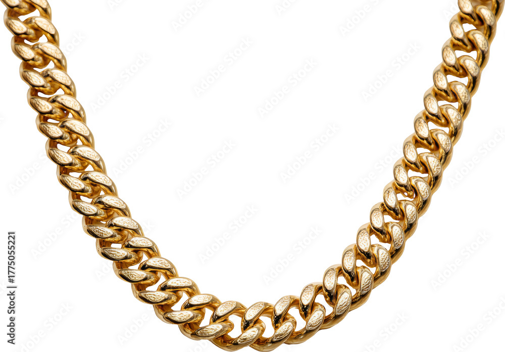 Obraz premium Gold chain, curb link, jewelry, luxury, shiny, elegant, fashion statement