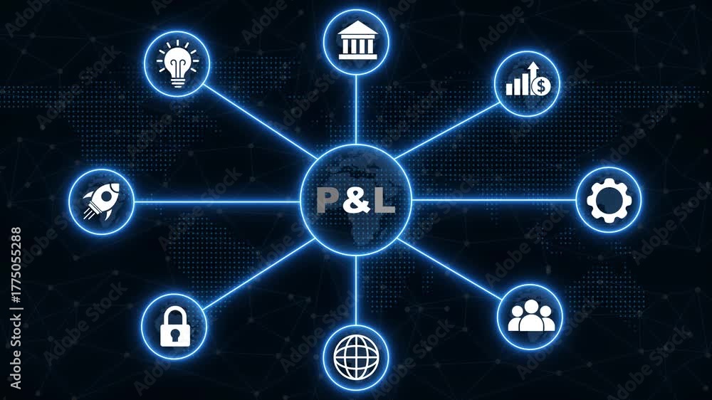 Profit and Loss P& L business concept diagram with icons connected by ...