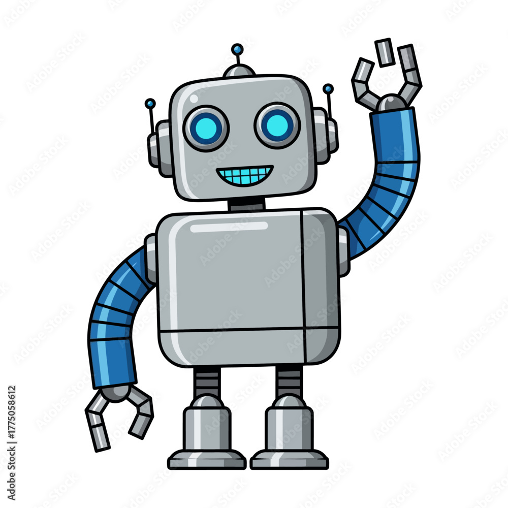 Fototapeta premium Friendly robot waving hello with a happy expression.