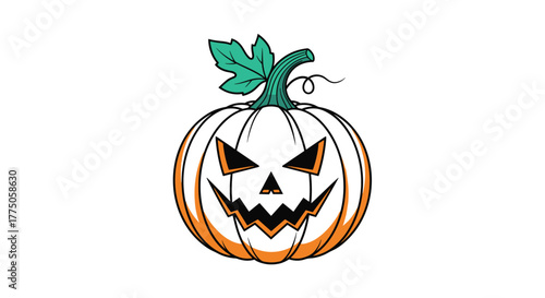 A cartoon illustration of a scary jack-o'-lantern with an evil grin, perfect for Halloween decorations and spooky designs.