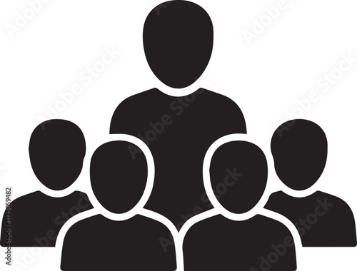 Dynamic leadership with team, showcasing collaboration and unity in a modern business setting, an icon representing teamwork and success, originally scalable vector graphic