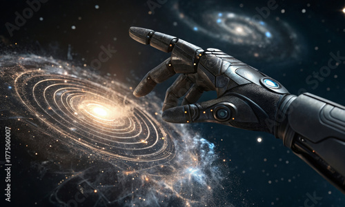 A digital god generating a new reality in an endless galaxy