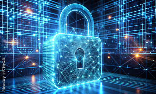 Three-dimensional virtual padlock as a symbol of network data protection