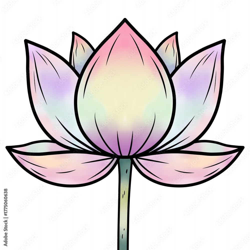 Fototapeta premium A soft pastel lotus flower with layered petals, symbolizing purity and enlightenment in Chinese culture, often used as a traditional decorative motif.