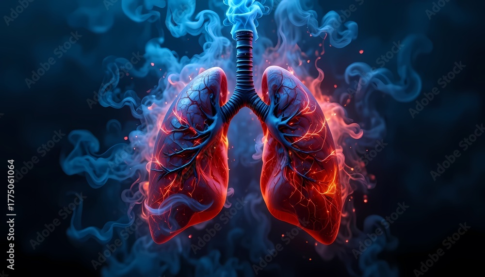 Fototapeta premium Ashes of Air: The Surreal Fire of Human Lungs