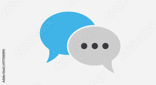 Two overlapping speech bubbles represent communication and dialogue concepts visually
