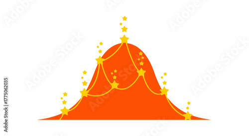 Orange bell shape adorned with golden stars and decorative string lights