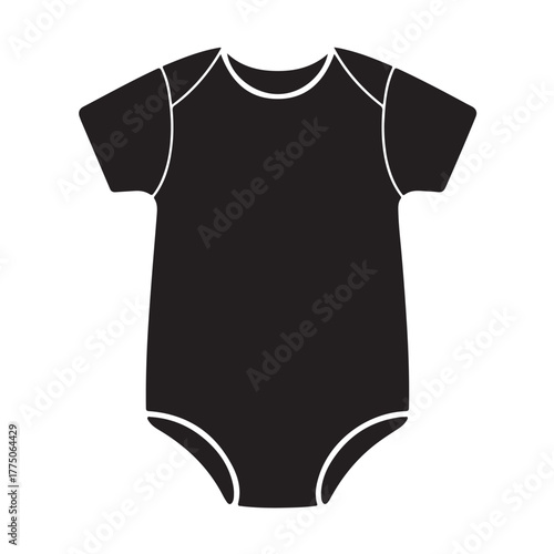 Black baby bodysuit vector illustration simple design for clothing mockups isolated on white background
