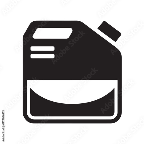 Black and white canister icon vector illustration of a fuel container isolated on a white background