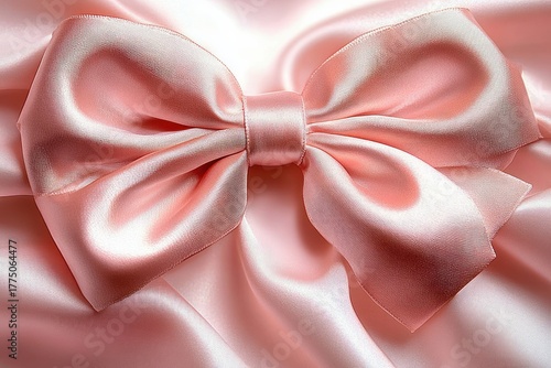Wallpaper Mural Close-up of a shiny pink satin bow placed on smooth pink satin fabric creating a soft and elegant texture Torontodigital.ca