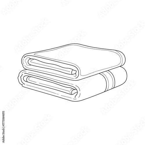 Two neatly folded towels stacked on top of each other, one with decorative stripes.