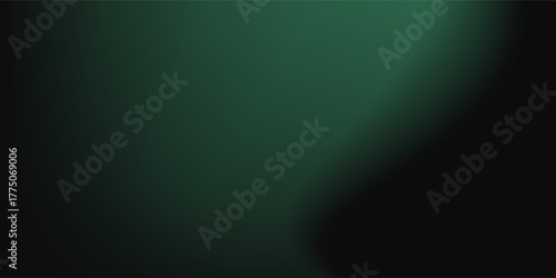 Soft background with soft green light on a dark backdrop. Noisy green gradient and blurred vector