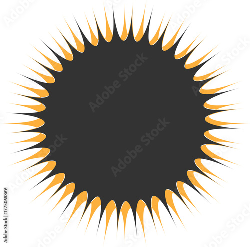 Burning sun illustration on white background