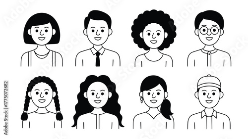 Diverse group of friendly people avatars ready for your website or app design, perfect for presentations, social media marketing, and inclusive branding initiatives