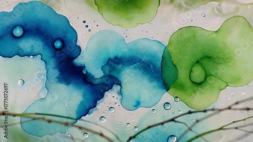 Aqueous Pigment Composition in Shades of Azure and Verdure for Decorative and Digital