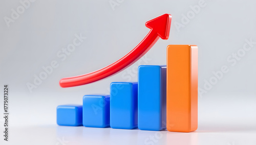 Modern 3d blue bar chart showing economic growth trend Free Download Modern 3d blue bar chart showing economic growth trend - GFXLoad