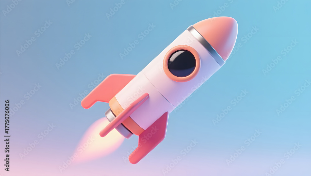 Fototapeta premium 3d spaceship rocket launch world space day business icon