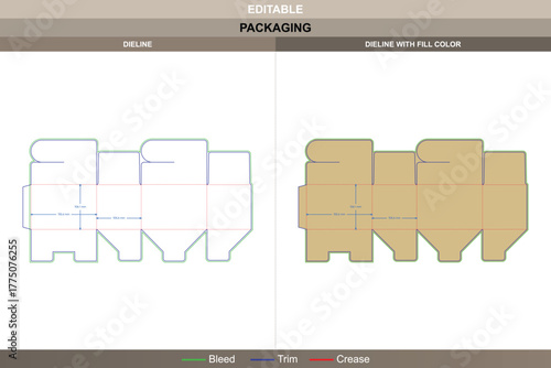 Square box dieline designed with vector accuracy enhancing printing control packaging uniformity tuck end half lid die line fold secures corners with balanced closure fit
