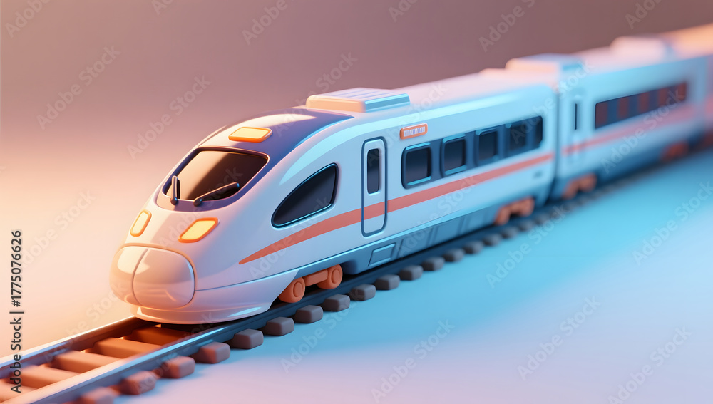 Naklejka premium High speed rail clay travel style illustration
