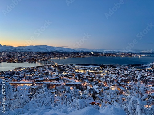 winter landscape with lake and snow