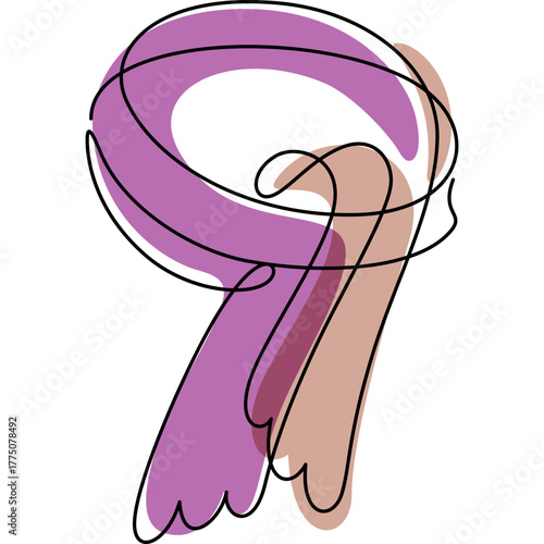 winter scarf one line colored icon for decoration, website, web, mobile app, printing, banner, logo, poster design, etc.