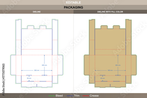 Folding box with lock dieline created through balanced vector design refining printing accuracy while ensuring tight closure die line lock secures structural consistency