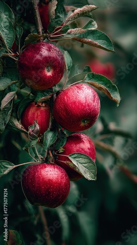 Red apples on tree