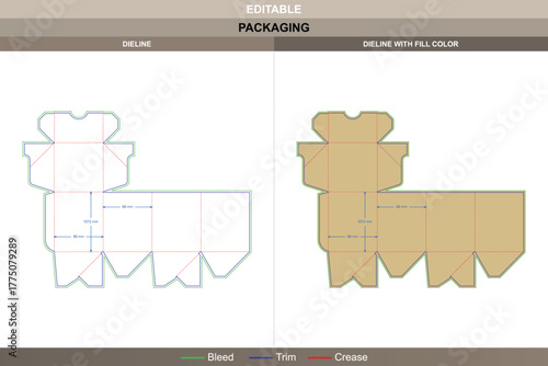 Flip top and auto bottom box dieline arranged with exact vector mapping ensuring printing steadiness while keeping base firm die line folds lock auto bottom accurately
