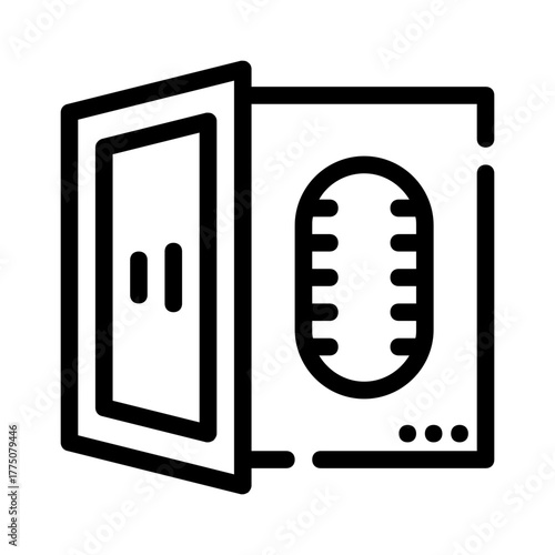 Server rack with a door and ventilation symbol, suitable for technology, it infrastructure, data management, network security concepts and designs.
