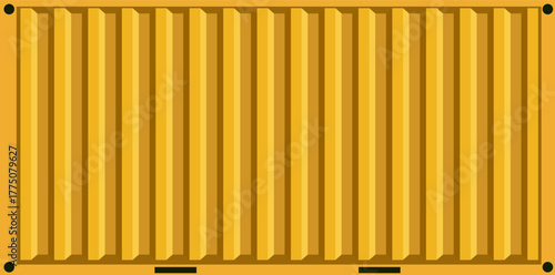 Yellow orange cargo container with vertical ridges and black locking points, ideal for themes of shipping, freight logistics, industrial transport, and global trade.