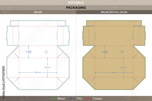 Custom dimensions shoe box with holes flip top dieline drawn with vector balance refining printing performance packaging fold hole die line supports ventilation structure