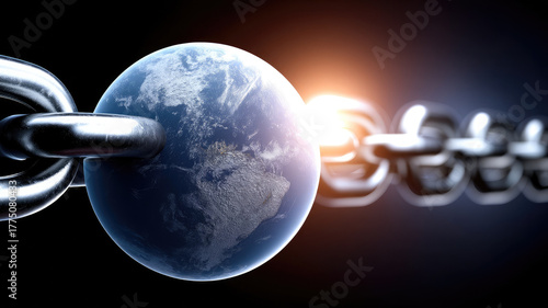 Wallpaper Mural Earth chain planet global security connection metal environment world strength unity hope sunlight technology protection concept link power resilience future energy sphere international network Torontodigital.ca