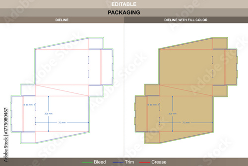 Custom dimensions flip top boxes triangle dieline developed through vector setup enhancing printing finish packaging accuracy precise die line forms crisp triangular lids