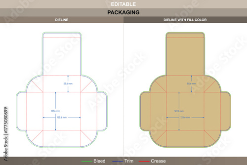 Custom dimensions flip top boxes mailer dieline crafted through vector modeling enhancing printing control packaging efficiency die line layout supports fold precision