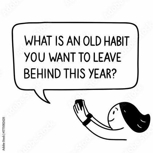 Illustration of a person with a speech bubble asking about old habits