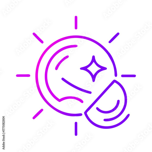 Stylized illustration of a glowing sun with a slice of citrus fruit