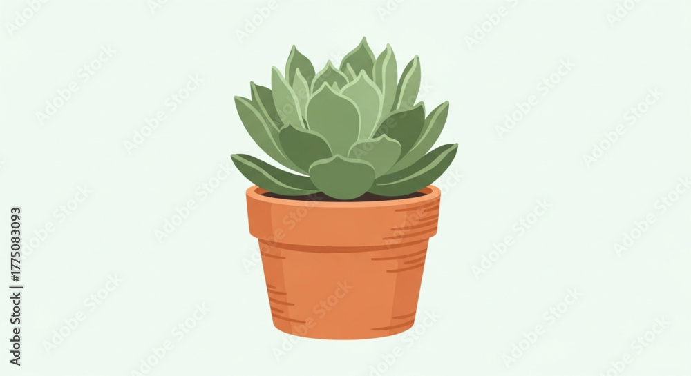 Obraz premium Succulent plant, possibly Echeveria, is shown in a small terracotta pot.