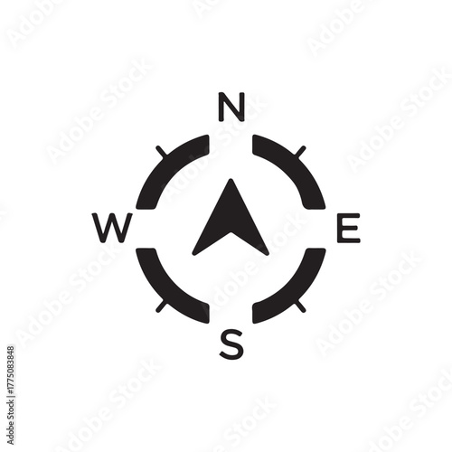 The cardinal direction (horizon side) icon. Symbol of travel and direction in navigation. The subject of orientation on the terrain or map. 
