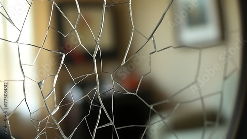 tennessine. Cracked mirror with a distorted reflection and broken surface texture. wellbeing guides, coaching materials, designed for coaching and self-improvement content, used by account managers.