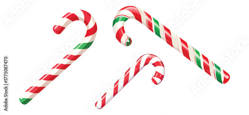 Candy cane striped in Christmas colours. Vector illustration 