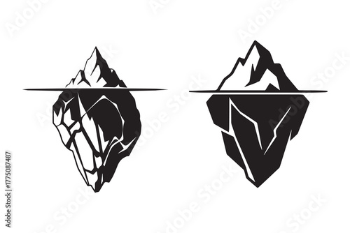 Iceberg floating silhouette white background