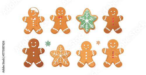 Gingerbread cookie collection, Vector illustration 