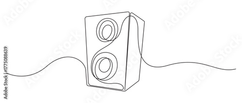 Minimalist One Line Drawing of Audio Speakers,Music Speaker Icon continuous single line art vector illustration,